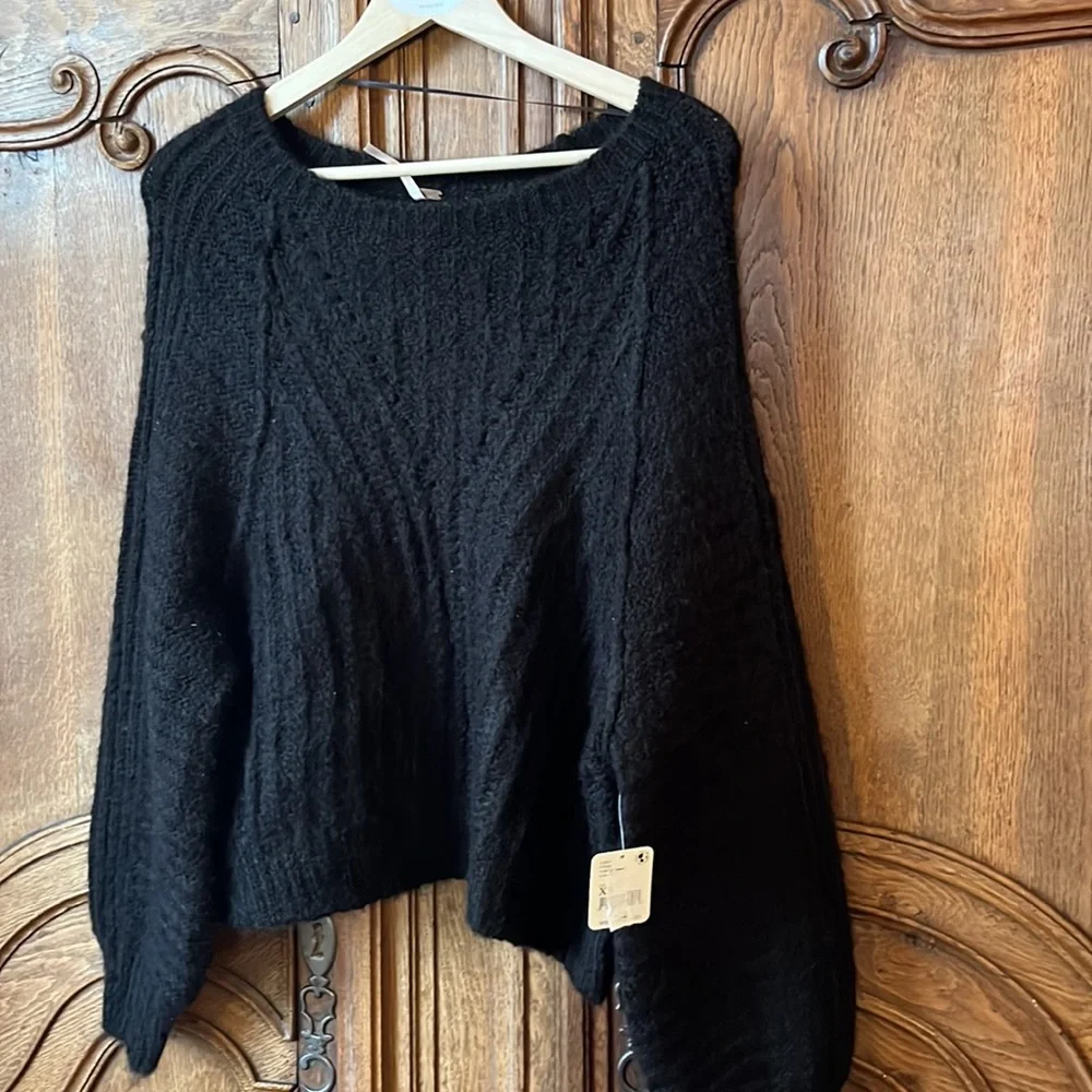 Free People Black Carter Pullover Sweater NEW
